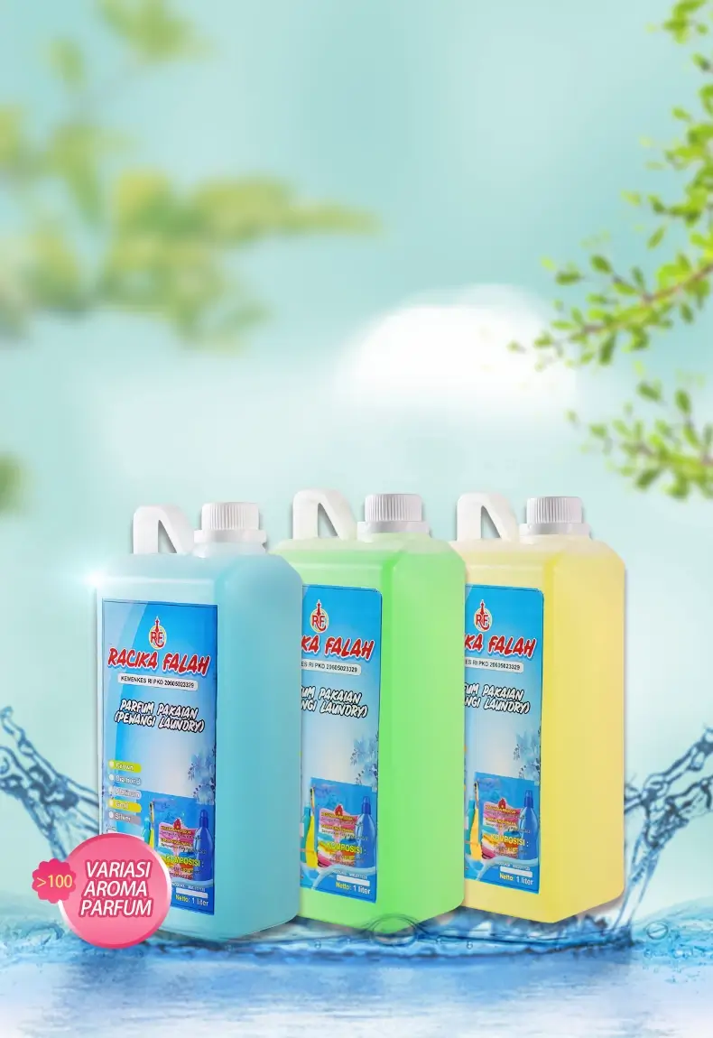 Rangkaian parfum pakaian Racika Falah dengan lebih dari 100 variasi aroma